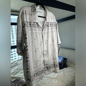 Silk Bandana Button Down Shirt